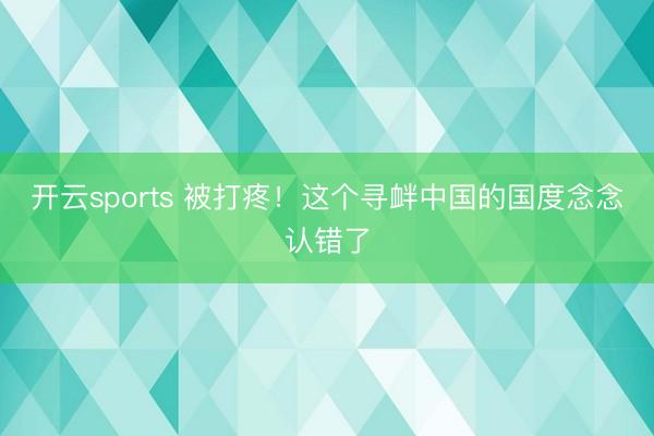 开云sports 被打疼！这个寻衅中国的国度念念认错了