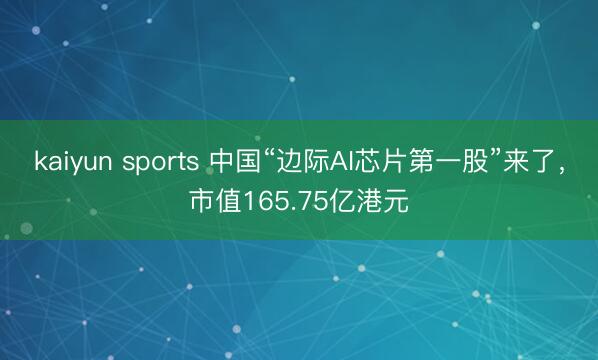 kaiyun sports 中国“边际AI芯片第一股”来了，市值165.75亿港元