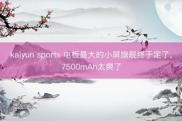 kaiyun sports 电板最大的小屏旗舰终于定了，7500mAh太爽了