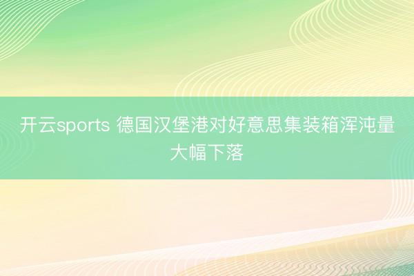 开云sports 德国汉堡港对好意思集装箱浑沌量大幅下落
