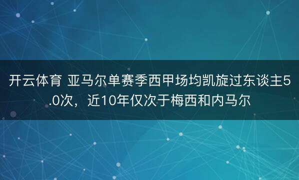 开云体育 亚马尔单赛季西甲场均凯旋过东谈主5.0次,近10年仅次于梅西和内马尔