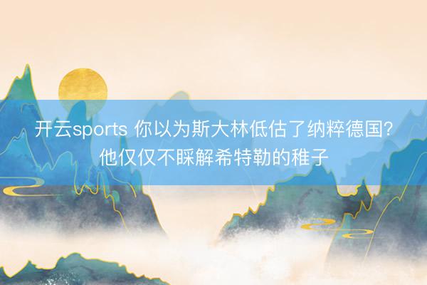 开云sports 你以为斯大林低估了纳粹德国？他仅仅不睬解希特勒的稚子