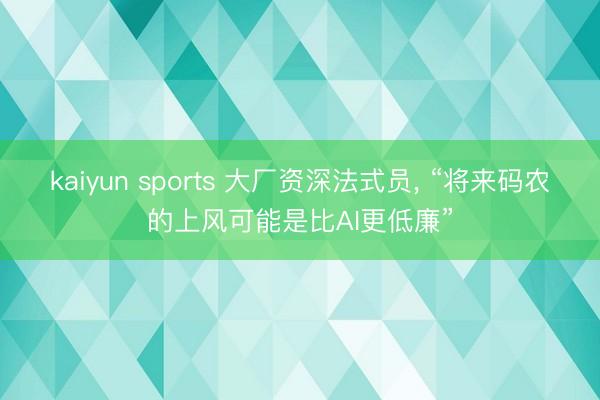 kaiyun sports 大厂资深法式员， “将来码农的上风可能是比AI更低廉”