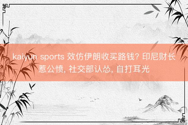 kaiyun sports 效仿伊朗收买路钱? 印尼财长惹公愤， 社交部认怂， 自打耳光