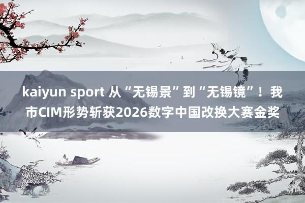 kaiyun sport 从“无锡景”到“无锡镜”！我市CIM形势斩获2026数字中国改换大赛金奖