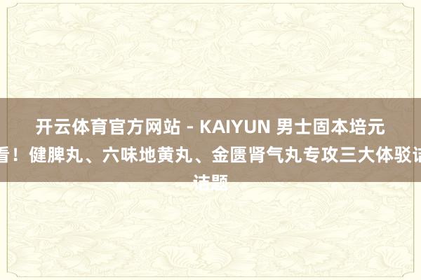 开云体育官方网站 - KAIYUN 男士固本培元必看！健脾丸、六味地黄丸、金匮肾气丸专攻三大体驳诘题