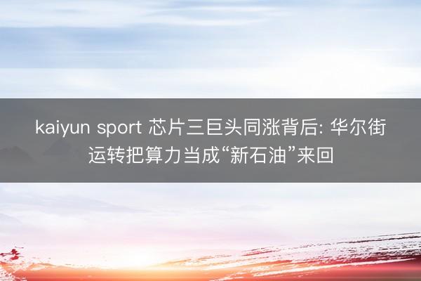 kaiyun sport 芯片三巨头同涨背后: 华尔街运转把算力当成“新石油”来回