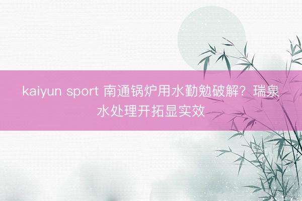 kaiyun sport 南通锅炉用水勤勉破解？瑞泉水处理开拓显实效