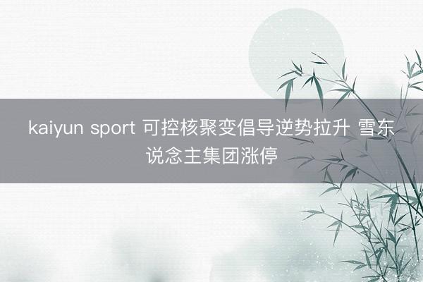 kaiyun sport 可控核聚变倡导逆势拉升 雪东说念主集团涨停