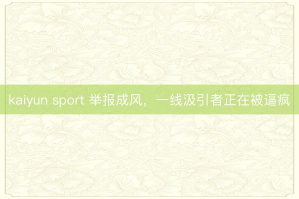 kaiyun sport 举报成风，一线汲引者正在被逼疯