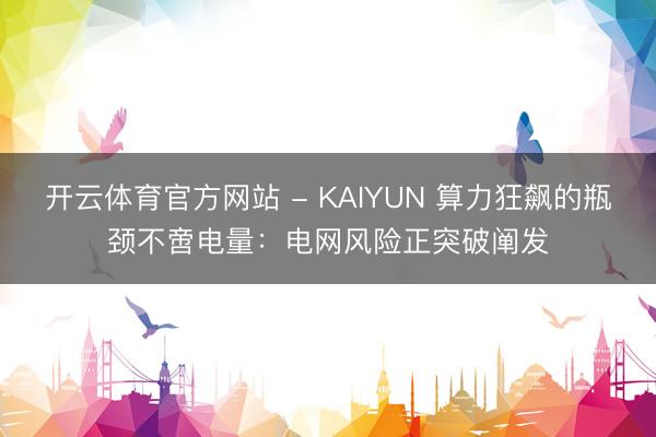 开云体育官方网站 - KAIYUN 算力狂飙的瓶颈不啻电量：电网风险正突破阐发
