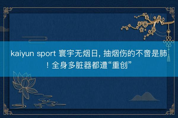 kaiyun sport 寰宇无烟日， 抽烟伤的不啻是肺! 全身多脏器都遭“重创”