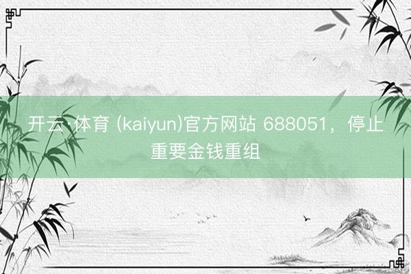 开云·体育 (kaiyun)官方网站 688051，停止重要金钱重组