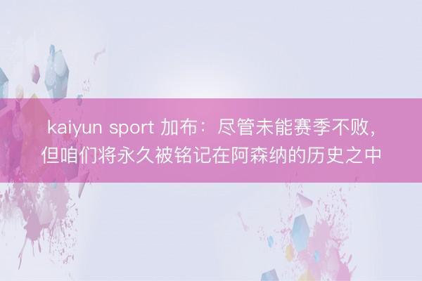 kaiyun sport 加布：尽管未能赛季不败，但咱们将永久被铭记在阿森纳的历史之中