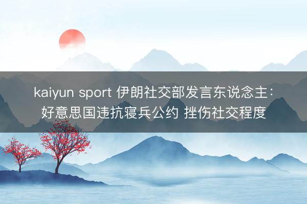 kaiyun sport 伊朗社交部发言东说念主：好意思国违抗寝兵公约 挫伤社交程度
