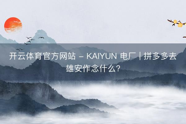 开云体育官方网站 - KAIYUN 电厂 | 拼多多去雄安作念什么?